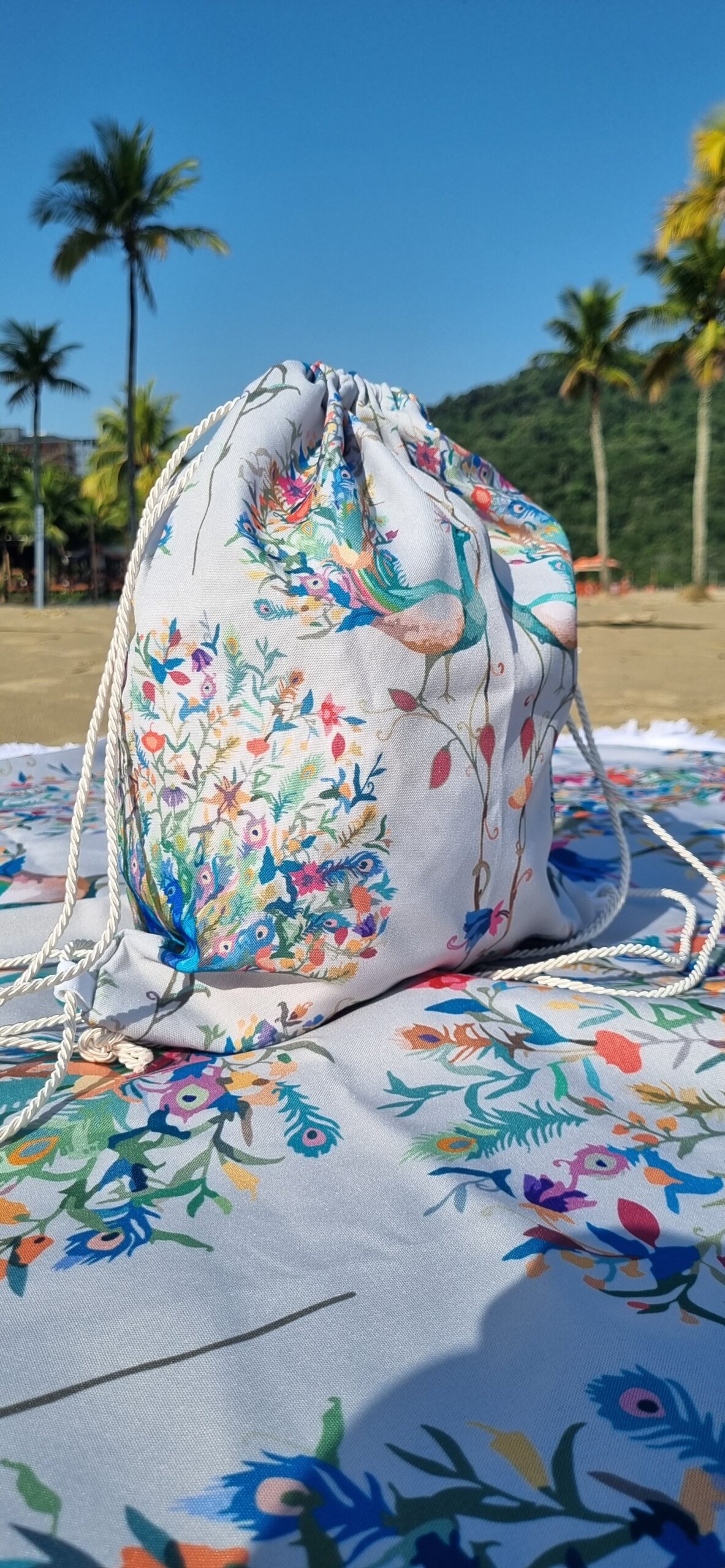 Kit Leve Brisa – Canga com Sacochila – Pavão - Image 3