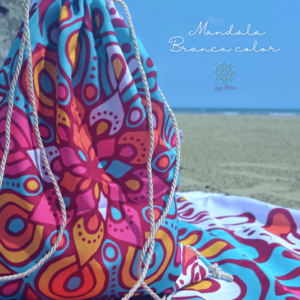 Kit Leve Brisa – Canga com Sacochila – Mandala Branco Color