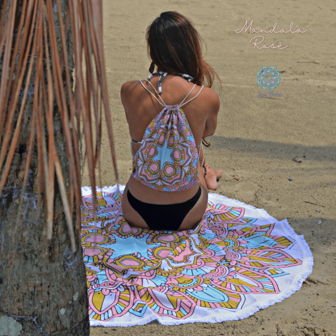 Kit Leve Brisa – Canga com Sacochila – Mandala Rosê - Image 3